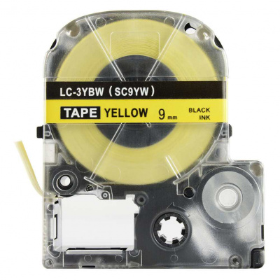 Epson LK-3YBP, SC9YW, C53S653002, 9mm x 9m, text negru / fundal galben, banda compatibila
