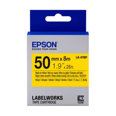 Epson LabelWorks LK-9YBVN C53S659004 50mm x 7m, text negru / fundal galben, vinil, banda original