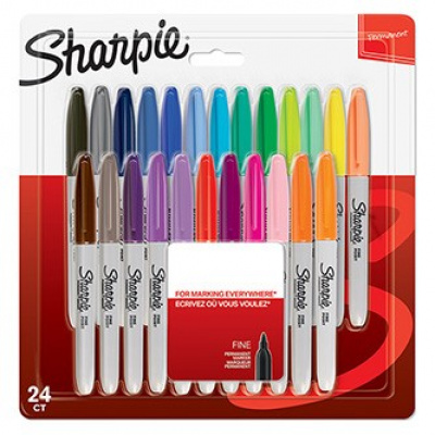 Sharpie 2065405, marker Fine, mix de culori, 24buc., 0.9mm, permanent, blistr