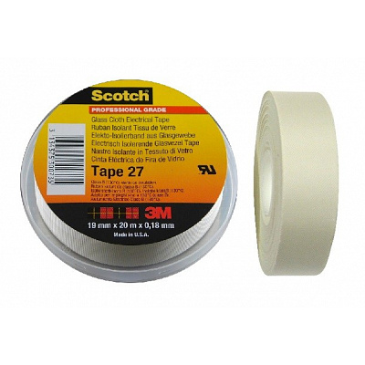 3M 27 Scotch Bandă din țesătură de sticlă pentru temperaturi înalte 19 mm x 55 m