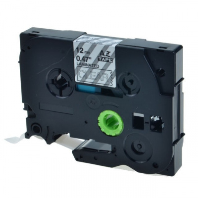 Banda compatibila Brother TZ-S135 / TZe-S135, 12mm x 8m, extr.adh. text alb / fundal transparent