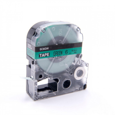 Epson LK-2GBP, SC6GW, 6mm x 9m, text negru / fundal verde, banda compatibila