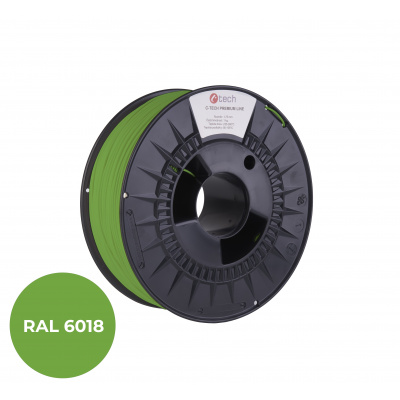 C-Tech 3DF-P-PLA1.75-6018 3D filament, PREMIUM LINE, PLA, RAL6018, 1,75mm, 1000g, Verde - Galben (Green)