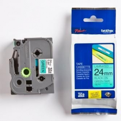 Brother TZ-751 / TZe-751, 24mm x 8m, text negru / fundal verde, banda original