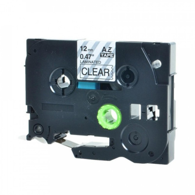 Banda compatibila Brother TZ-131 / TZe-131, 12mm x 8m, text negru / fundal transparent