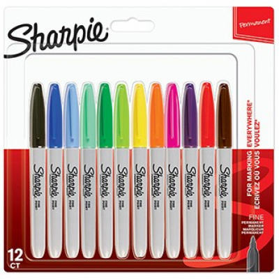 Sharpie 2065404, marker Fine, mix de culori, 12buc., 0.9mm, permanent, blistr