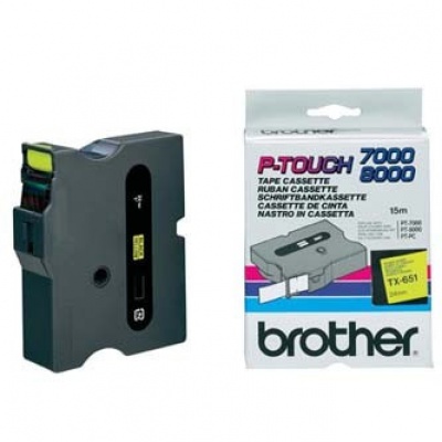 Brother TX-651, 24mm x 15m, text negru / fundal galben, banda original