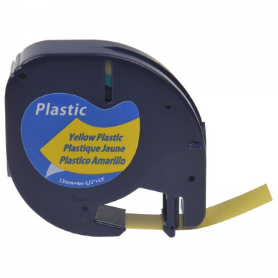 Banda compatibila Dymo 59423, S0721570 / 91222, S0721670, 12mm x 4m, text negru / fundal galben