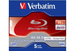 VERBATIM BD-RE DL (pachet de 5)Blu-Ray/Jewel/2x/50GB