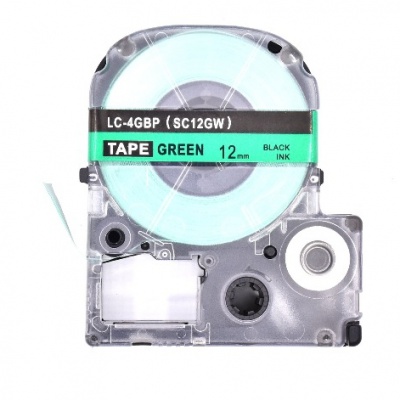 Epson LC-SC12GW, 12mm x 8m, text negru / fundal verde, banda compatibila