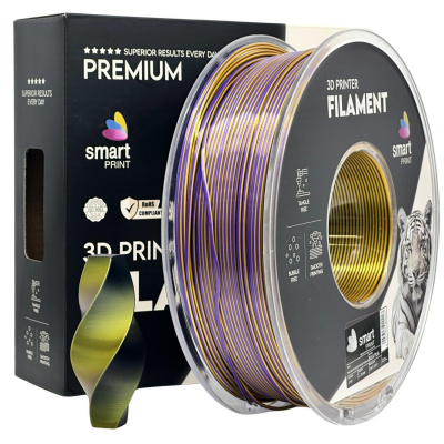 Smart Print FG-S108-E1, 3D filament, PLA Silk, 1,75mm, 1000g, Tri Color, Multicolor (Black, Gold, Purple)