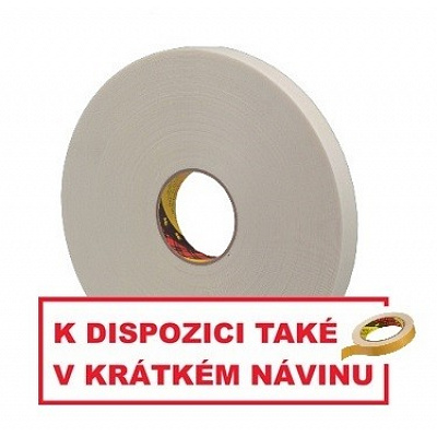 3M 9529W Bandă adezivă din spumă dublu-față, albă, gros. 1,5 mm 25 mm x 33 m