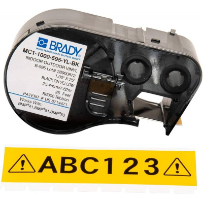 Brady M4C-500-584-YL / 170810, 12.70 mm x 6.10 m, Plastic, text negru / fundal galben