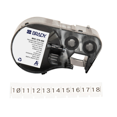 Brady M4C-375-498 / 170784, 9.53 mm x 6.10 m, Vinil, text negru / fundal alb