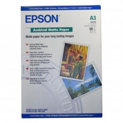 Epson Archival Matte Paper S041344 C13S041344, 29,7x42cm, A3, 50buc., jet de cerneală, alb, hârtie fotografică