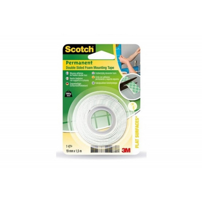 3M Scotch Montare bandă adezivă dublă față spumăa (331915B), 19 mm x 1,5 m