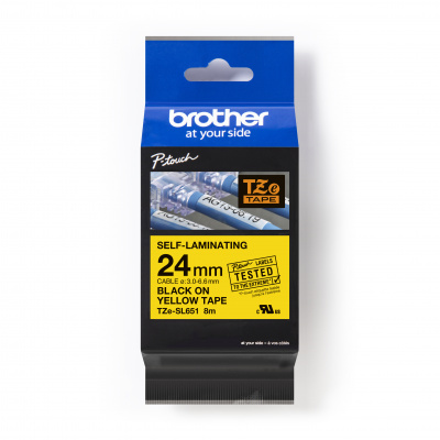 Brother TZ-SL651 / TZe-SL651 Pro Tape, 24mm x 8m, text negru / fundal galben, banda original