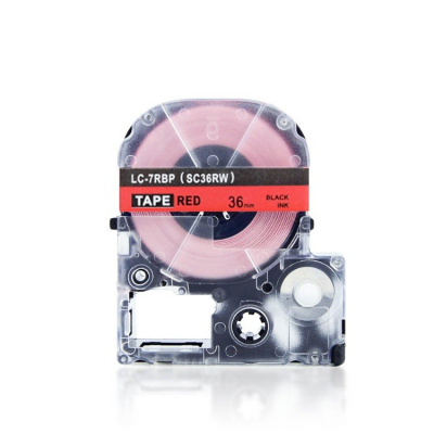 Epson LC-7RBP, SC36RW, 36mm x 8m, text negru / fundal rosu, banda compatibila
