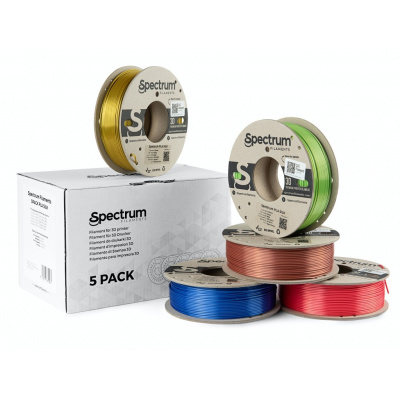 Spectrum 80750 3D filament, PLA Silk, 1,75mm, 5x250g, Auriu, Bronz, Verde, Roșu, Albastru (Mix Glorious Gold, Spicy copper, Apple green, Ruby red, Indigo Blue)