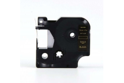 Banda compatibila Dymo 53724, 24mm x 7m, text auriu / fundal negru