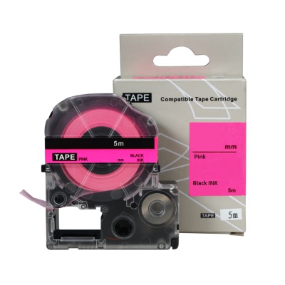 Epson HTC9PW, 9mm x 8m, text negru / roz fundal, banda compatibila