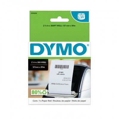 Dymo 2191636, 57mm x 91m, chitanțe de casă de marcat albe neadezive
