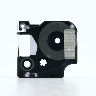 Banda compatibila Dymo 45020, S0720600, 12mm x 7m text alb / fundal transparent