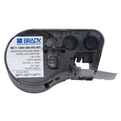 Brady MC1-1000-595-RD-WT / 131596, benzi autoadezive 25.40 mm x 7.62 m