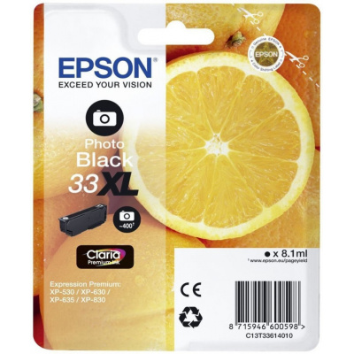 Epson T33614012, T33XL foto negru (photo black) cartus original