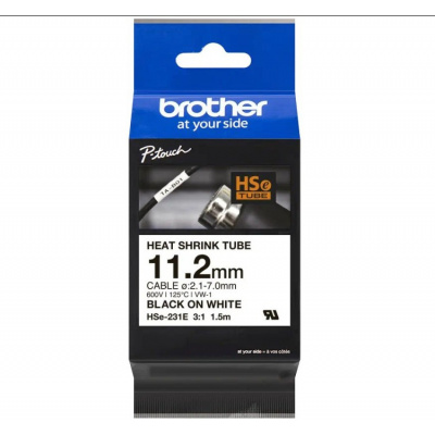 Brother HSe-231E Pro Tape, 11.2 mm x 1.5 m, text negru / fundal alb , banda original