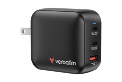 Verbatim 32230, Mini GaN încărcător de rețea 2 x USB-CR PD 100W a 1 x USB-A QC 3.0, gri, 100 W, furci interschimbabile C,G,A