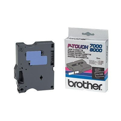 Brother TX-335, 12mm x 15m, text alb / fundal negru, banda original