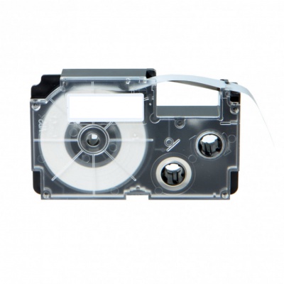 Casio R15WE (XR-24HSWE), 24mm x 2m, 15mm, text negru / fundal alb, contractabila, banda compatibila