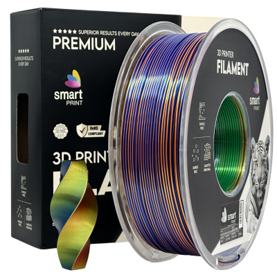 Smart Print FG-S106-E1, 3D filament, PLA Silk, 1,75mm, 1000g, Tri Color, Multicolor (Orange, Blue, Green)