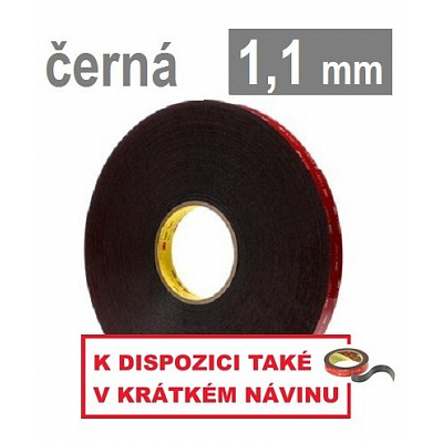 3M VHB™ 5952-F, tl. 1,1 mm; černá oboustranně silně lepicí akrylová páska 12 mm x 33 m