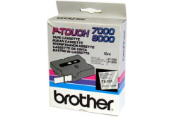 Brother TX-151, 24mm x 15m, text negru / fundal transparent, banda original