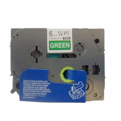 Banda compatibila Brother TZ-715 / TZe-715, 6mm x 8m, text alb / fundal verde