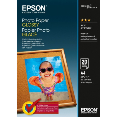 Epson Photo Paper C13S042538, 200 g/m2, A4, 20buc., lucios, alb, hârtie fotografică