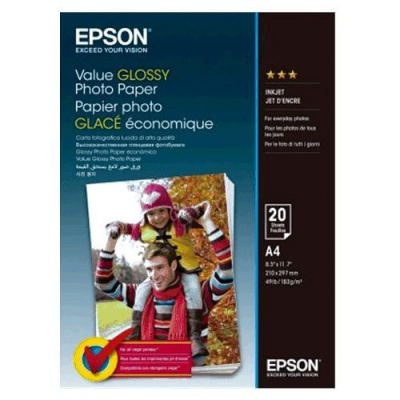 Epson Value Glossy Photo Paper C13S400035, 200 g/m2, A4, 20buc., alb, hârtie fotografică