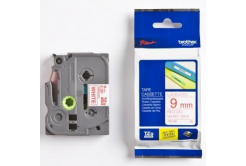 Brother TZ-222 / TZe-222, 9mm x 8m, text rosu / fundal alb, banda original