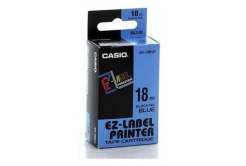 Casio XR-18BU1, 18mm x 8m, text negru / fundal albastru, banda originala