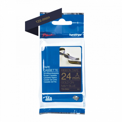 Brother banda original TZE-RN54, text auriu/fundal albastru, unlaminated, 4m, 24mm