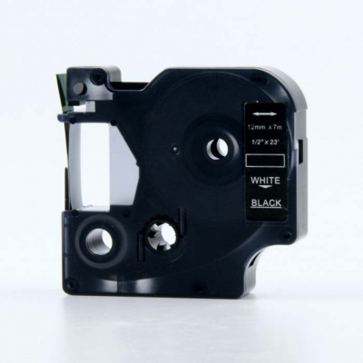 Banda compatibila Dymo 45021, S0720610, 12mm x 7m text alb / fundal negru