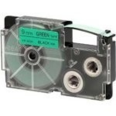 Casio XR-12GN1, 12mm x 8m, text negru / fundal verde, banda originala