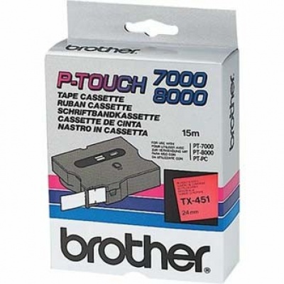 Brother TX-451, 24mm x 15m, text negru / fundal rosu, banda original