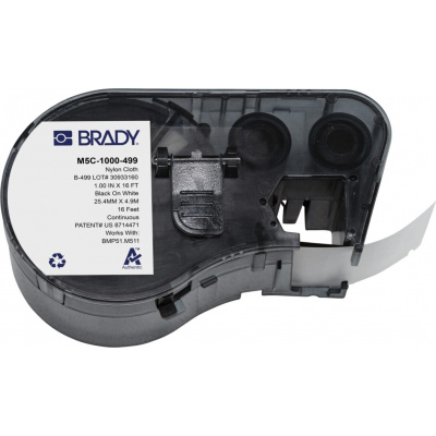 Brady M5C-1000-499 / 170927, 25.40 mm x 4.88 m, Nailon, text negru / fundal alb