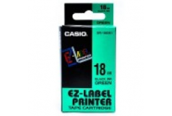 Casio XR-18GN1, 18mm x 8m, text negru / fundal verde, banda originala