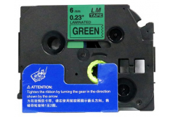 Banda compatibila Brother TZ-711 / TZe-711, 6mm x 8m, text negru / fundal verde