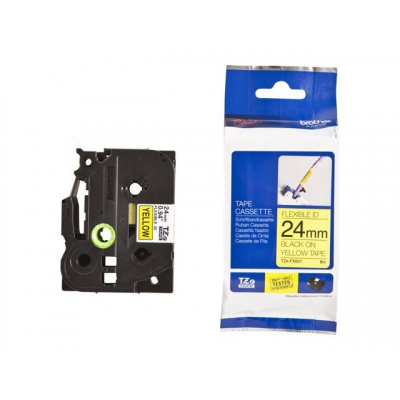 Banda compatibila Brother TZ-FX651 / TZe-FX651 24mm x 8m, flexi, text negru / fundal galben