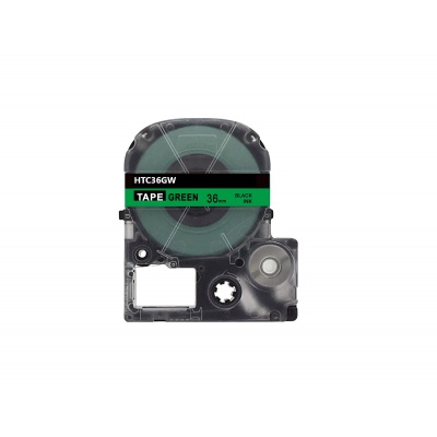 Epson HTC36GW, 36mm x 8m, text negru / fundal verde, banda compatibila